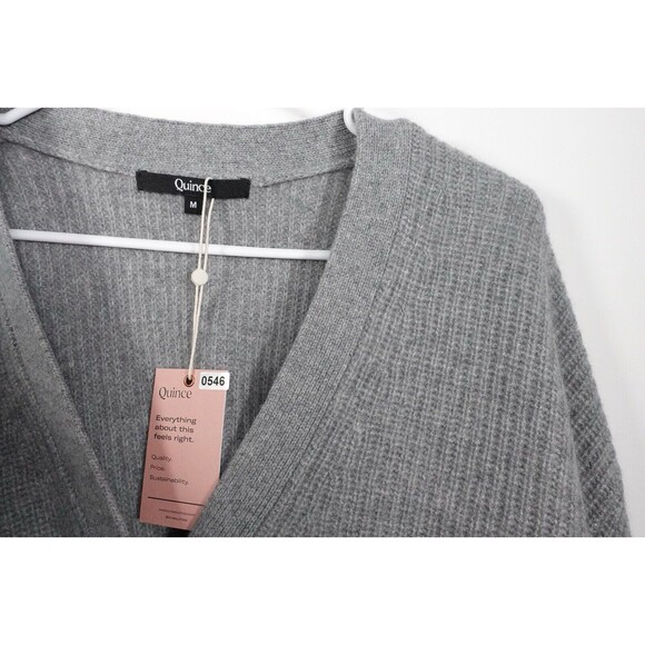 NWOT Quince Gray Mongolian Cashmere Oversized Boyfriend Cardigan Sweater M 0546 - Picture 8 of 9